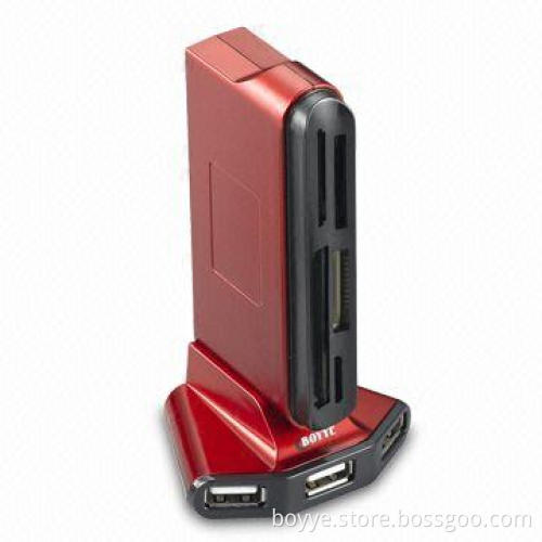 USB 4-port Hub/Card Reader Combo, Supports USB2.0, Compatible with USB1.1
